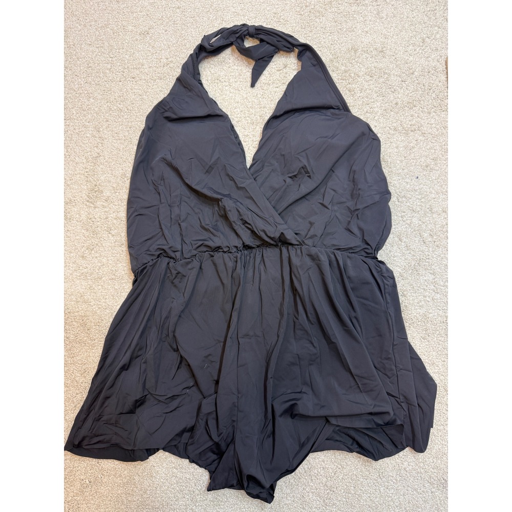 Cupshe Black Halter Neck Ruffle One Piece Swimsuit XL